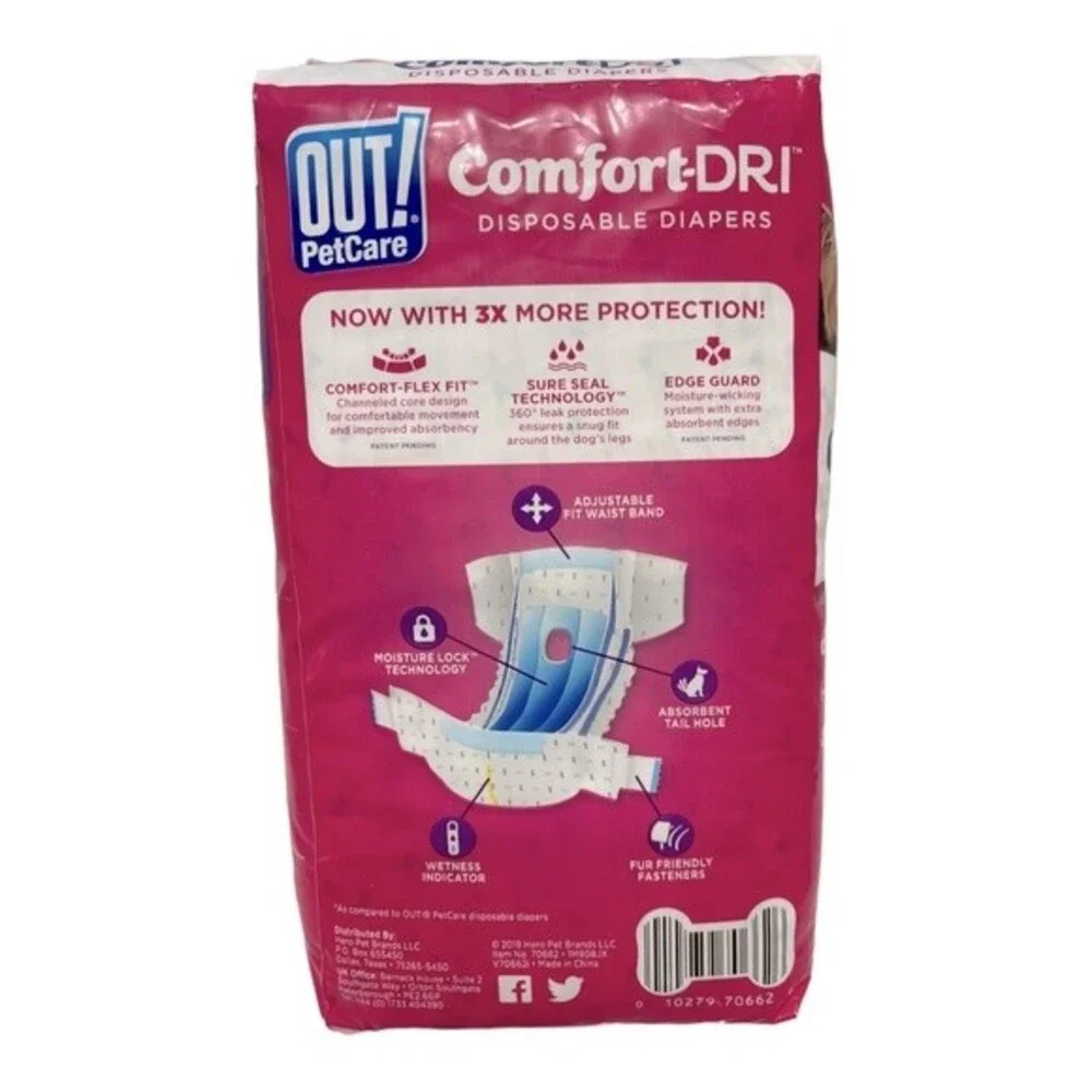 Disposable Female Dog Diapers- XS/S (2 Pack)